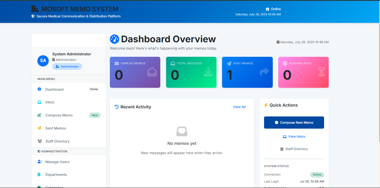 Memo Management System Interface
