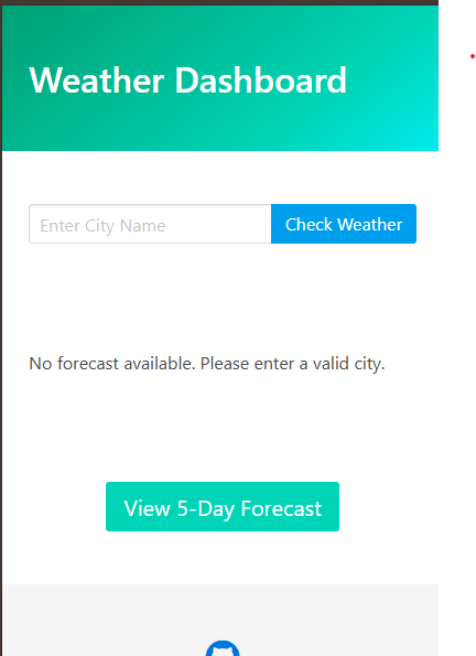 Weather Dashboard Application Interface